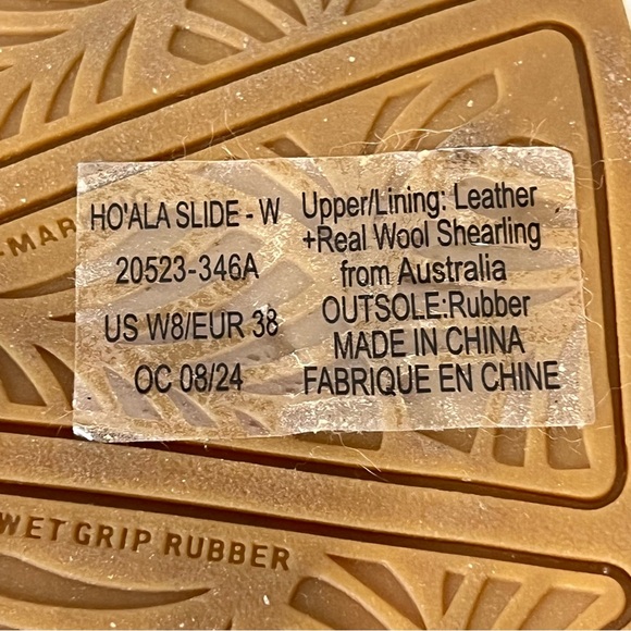 Olukai Womens Ho'ala Slide Sandals Shearling Lined Leather Comfort Slip On Sz 8 - Picture 8 of 11